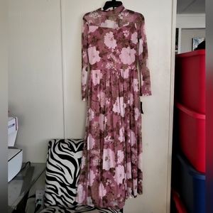 Stella & Julie mesh floral mauve maxi dress